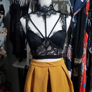 Black lace crop top.